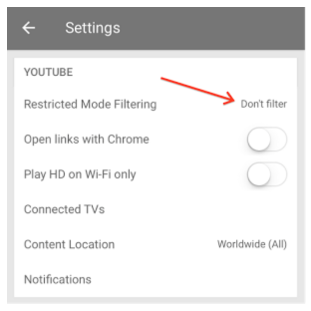 Instellingen restricted modus beperkte modus youTube 